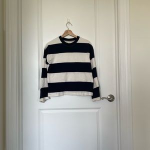 Madewell Navy Stripe Bell Sleeve Shirt